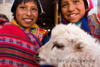 Nens vestits amb vestit tradicional a Pisac el diumenge, dia de mercat. Pisac. Valle Sagrado.