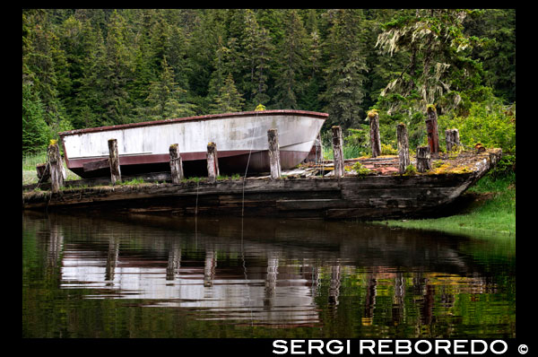 Old boat in a temperate rainforest on the Brothers Islands between Stephens Passage and Frederick Sound. Alexander Archipelago, Southeast Alaska. The Three Brothers is a small reef located off the north coast of Kodiak Island, Alaska, about 2 km east of Shakmanof Point and 2.5 km west of Ouzinkie. The reef spans about 550 m in the southwest to northeast direction, and some parts of it uncover about 60 cm. Two rocks at the southwest end uncover by about 1.2 m, and one rock at the northeast end uncovers by about 1 m. There is a light on the southwesternmost rock. A kelp forest extends about 250 yards outh of the light toward Low Island.
