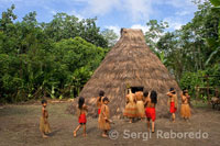 Yagua town. Central hut used to perform different acts and shows.