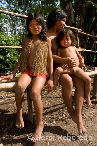 Yagua town. Some girls pose for the camera. Finally, the families of the plant can swap wives with the families of terrestrial animals. The alliance between two clans for two halves defined in this way, following the model of prescriptive alliance with bilateral cross-cousin (real or classificatory).