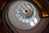 Berlin. Germany. Dome inside Berlin Schloßstraße Museum Berggruen. The Berggruen Museum (also known as the Berggruen Collection) is a collection of modern art classics in Berlin, which the collector and dealer Heinz Berggruen, in a "gesture of reconciliation", gave to his native city for a price well below its actual value. The most notable artists on display include Pablo Picasso, Alberto Giacometti, Georges Braque, Paul Klee and Henri Matisse. The Berggruen Collection is part of the National Gallery of Berlin. The collection arrived in Berlin in 1996, with Berggruen's return to his native city after six decades in exile. In 1988 he had given about 90 Klees to the Metropolitan Museum of Art, and in 1990, he had agreed to make a five-year loan (renewable by mutual agreement) to the National Gallery in London of 72 paintings and drawings by Paul Cézanne, Georges Seurat, Vincent van Gogh, Pablo Picasso, Georges Braque, and Joan Miró. Also in 1990, negotiations with Museo Nacional Centro de Arte Reina Sofía for the Berggruen collection to be shown in Madrid fell through. 