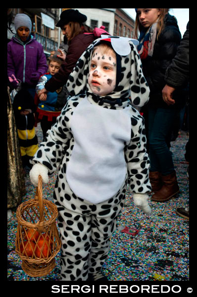 Children dressed like a rabbit. Music, dance, party and costumes in Binche Carnival. Ancient and representative cultural event of Wallonia, Belgium. The carnival of Binche is an event that takes place each year in the Belgian town of Binche during the Sunday, Monday, and Tuesday preceding Ash Wednesday. The carnival is the best known of several that take place in Belgium at the same time and has been proclaimed as a Masterpiece of the Oral and Intangible Heritage of Humanity listed by UNESCO. Its history dates back to approximately the 14th century. Events related to the carnival begin up to seven weeks prior to the primary celebrations. Street performances and public displays traditionally occur on the Sundays approaching Ash Wednesday, consisting of prescribed musical acts, dancing, and marching. Large numbers of Binche's inhabitants spend the Sunday directly prior to Ash Wednesday in costume. The centrepiece of the carnival's proceedings are clown-like performers known as Gilles. Appearing, for the most part, on Shrove Tuesday, the Gilles are characterised by their vibrant dress, wax masks and wooden footwear. They number up to 1,000 at any given time, range in age from 3 to 60 years old, and are customarily male. The honour of being a Gille at the carnival is something that is aspired to by local men