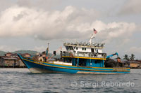 Les barques de pesca surten i entren contínuament del port de Semporna, igual que ho fan les transporten als submarinistes cap Pulau Mabul i Pulau Sipadam.