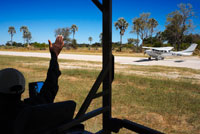 Aerodrome near Eagle Island Camp camp camp Orient Express, outside the Moremi Game Reserve in Botswana. One of the guides says goodbye Orient Express tourists. Natrural Moremi Reserve. The Moremi Game Reserve is a sanctuary of rich and diverse wildlife, covering the Okavango Delta. The reserve is not fenced and boundaries are defined naturally by the river systems it becomes an essential area to visit on the trip to Botswana. The vegetation is varied, supplemented with dry earth permanent and seasonal wetlands, which is excellent for both wildlife and birds. There is a whole network of hiking safari through the reserve, as well as access to permanent water courses in the delta, where you can enjoy canoeing Xakanaxa (not available in cottages in the Khwai area). It is today the only air travel really Botswana Protected since 1963, was declared as Reserved, due to the rapid decline of wildlife in the area, and in view of the rapid disappearance of wildlife, woman Chief Moremi III, decided to preserve the area by declaring a national reserve. Moremi is one of the best game reserves in Africa to see the African wild dog endangered. Xakanaxa is home to a herd of buffalo hundreds of residents whose range covers the territories of at least 4 prides of lions that can often be seen as accompanying the ever moving herd in which the panels should observe in Botswana travel. The elephant breeding herds move between their browsing areas in the mopane forests and fresh water from the Okavango. Red lechwe are one of the more unusual antelope species commonly found here. Although the Reserve is the only part of the Okavango Delta that is legally protected, it is surrounded by an area wildlife management which is carefully controlled. The book itself is not fenced, allowing the free movement of animals according to seasonal migrations. Moremi now extends east and north to join the Chobe National Park, ensuring a continuous area of ??land protected up to Kasane.