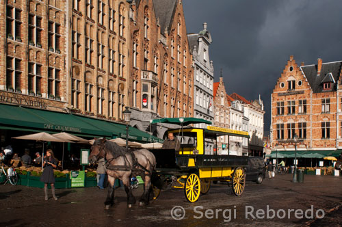 Bruges. Tramvia a cavall Paardentram. Aquests tramvies, tirats per cavalls, poden contractar-se en diversos llocs. El lloc de sortida i d'arribada pot ser fixat pel client com també la durada del viatge. Els tramvies de cavalls poden cobrir les necessitats de grups de fins a 55 persones. 