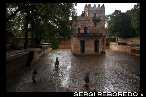 Banys dels Fasilidas. Travessant un vell portalada de fusta on dorm un amable ancià que pel que sembla és el "guarda" de lloc, després d'una breu xerrada penetrem al recinte, abans nostres ulls es presenta un petit edifici de "estil Gondarino" en què destaquen un parell de torres de dues plantes, als peus de l'edifici s'obre un estany o "piscina" d'uns 3.000 metres quadrats, són els famosos banys de l'Emperador Fasilidas. La arbreda present al recinte, conscient de la bellesa del lloc es fon amb la pedra del mur que envolta l'estany aconseguint una simbiosi màgica. Admirant aquest entorn no és d'estranyar que des de temps enrere, cada 19 de gener es vingui celebrant en aquest emplaçament l'Epifania Ortodoxa Etíop, coneguda localment com Timkat. (En aquesta festa es commemora el baptisme de Jesús al riu Jordà) Per a l'ocasió, l'estany s'omple amb les aigües d'un riu proper, el que segons ens comenten resulta una àrdua tasca que pot portar força hores. El dia assenyalat els fidels, curosament vestits s'amunteguen al voltant de la "bassa" on assisteixen a la Litúrgia, on mai falta una còpia de l'Arca de l'Aliança embolicada en una tela. El moment àlgid de la celebració es produeix quan els feligresos es submergeixen a la piscina per renovar les seves promeses baptismals i purificar la seva ànima, la gentada és tal que no tots els assistents poden submergir-se a les aigües sagrades. Un cop finalitzada la cerimònia, l'aigua purificadora és retornada als seus orígens i en els banys de Fasilides ara deserts, l'eco dels càntics dels feligresos s'anirà diluint amb el pas dels dies ... els arbres de l'estany tornaran de nou a erigir-se en muts i gairebé únics testimonis de tanta bellesa i solitud.