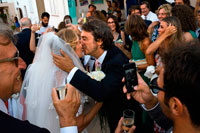 Formentera. Boda en Sant Francesc. Iglesia en la plaza principal de Sant Francesc Xavier, San Francisco Javier, Formentera, Pitiusas, Islas Baleares, España, Europa.