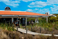 Formentera. Vogamari Restaurant, Migjorn beach, Formentera island, Balears Islands, Spain. Mediterranean food. 