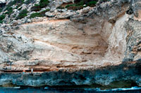 Formentera. Roques i pedres tradicionals anomenats Mars a Cala Sahona, Formentera, Balears Illes, Espanya. Barbaria Cap.