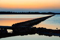 Formentera. Backlighting. Sunset. Pudent Lake. Formentera. Balearic Islands, Spain, Europe.