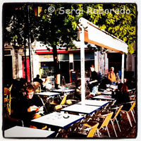 Terraces and restaurants near the church of Sainte Anne. Anna Rue Ste.