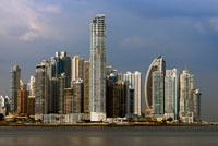 Skyline, Panama City, Panama, Central America. Cinta Costera Pacific Ocean Coastal Beltway Bahia de Panama linear park seawall skyline skyscraper modern. Coastal Beltway (Cinta Costera), Panama City, Panama. Panama City is one city in Central America where congestion has reached crisis point. The city is going through an unprecedented period of stability and investment and there are ample public funds for infrastructure improvement projects. One of the newest road improvement projects is the Coastal Beltway or Cinta Costera (translation means literally 'coastal tape') project. This project intends to decongest the road network of Panama City by providing a bypass route past the city.