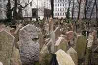 El Viejo Cementerio Judío de Praga.  El Antiguo Cementerio Judío de Praga (checo: Starý idovský h?bitov) se encuentra en el barrio judío de Praga (República Checa, el Josefov. Fue usado desde el siglo XV (su tumba más antigua, la de Avigdor Kara, data de antes de 1439) hasta 1787. Su antecesor fue otro cementerio llamado "El jardín judío", ubicado en el Barrio Nuevo de Praga y encontrado recientemente gracias a diversas excavaciones arqueológicas. El número de tumbas de gente enterrada es incierto, porque hay varias capas de tumbas. En cualquier caso, se ha estimado que hay aproxidamente 12.000 tumbas aparentemente visibles, en las cuales descansan más de 100.000 judíos. Algunas de las personas más famosas enterradas en el cementerio son Mordecai Maisel (1601), Rabbi Judah Loew (1609), David Gans (1613), y David Oppenheim (1736). 