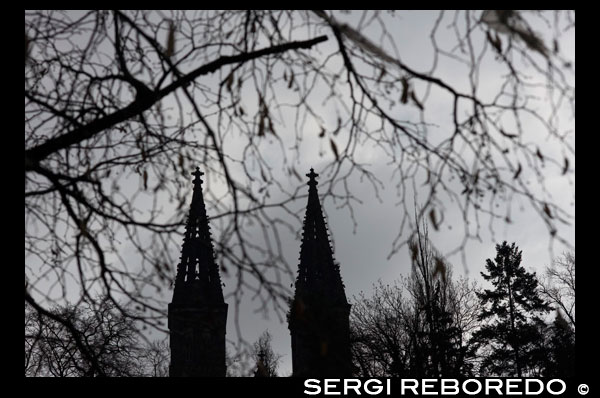 Cúpulas de la Catedral de San Vito vistas desde Petrin.  La cúpula de la torre de la Catedral de San Vito, ubicada al interior del Castillo de Praga, fue devuelta este lunes a su posición original tras estar sometida varios meses a trabajos de restauración. No obstante, los caprichos del tiempo han dificultado la labor de los restauradores. Fuertes vientos impidieron que fuera colocado este lunes el estandarte del león dorado, que desde la segunda mitad del siglo XVIII ha estado ubicado en la parte superior de la cúpula de la Catedral y pesa unos 140 kilos. Antes de colocar la cúpula, los restauradores introdujeron en ella tubos de cobre con documentos que testimonian cada uno de los trabajos de restauración de la torre. "A los cuatro tubos originales se le suma un quinto con esta información", indicó Milos Gavenda, responsable de la colocación de andamios para los trabajos en las fachadas y techos. Las paredes de piedra, las partes de oro y de metal, además de las cubiertas de la torre principal de la Catedral, son restauradas cada cien anos; en noviembre deberían finalizar las restauraciones correspondientes a este siglo. La primera piedra de la Catedral de San Vito fue colocada en 1344 por el arzobispo de Praga, Ernesto de Pardubice y se terminó de construir en 1929. 