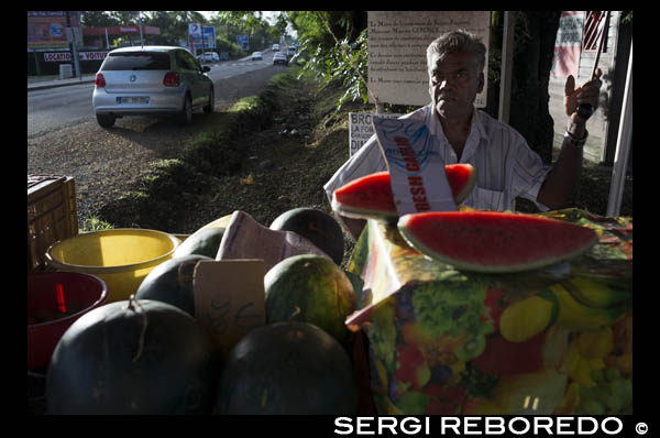 Fruit stall in Sainte-Suzanne, a town near Saint Denis. The fruit inheritance of Reunion Island is diverse, almost all fruit species were introduced into it. 138 different fruit species were listed, of which only five are cultivated for commercial purposes: mango, litchi, pineapple, banana and citrus. What remains of the fruit inheritance only grown in the gardens, or only found in nature. CIRAD researchers wanted to diversify the island fruit production with a new fruit. Given the wealth evoked before, seemed pointless to introduce a new species because species already present (such as Hylocereus) do not have to be acclimated, which saves time.