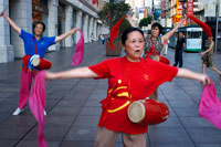 China, Shanghai, Nanjing Road, tai chi, exercises, people before opening the shops. Evening tai chi group exercising on Nanjing Dong Lu, Shanghai. Nanjing Road (Chinese: ???; pinyin: Nánj?ng Lù) is the main shopping street of Shanghai, China, and is one of the world's busiest shopping streets. It is named after the city of Nanjing, capital of Jiangsu province neighbouring Shanghai. Today's Nanjing Road comprises two sections, Nanjing Road East and Nanjing Road West. In some contexts, "Nanjing Road" refers only to what was pre-1945 Nanjing Road, today's Nanjing Road East, which is largely pedestrianised. 