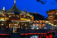 Yuyuan or Yu Garden (Jade Garden) Old Town Shanghai China. Hall of Jade Magnificence in Yuyuan Garden (Garden of Happiness or Garden of Peace) in Old City of Shanghai, China. Yu Garden or Yuyuan Garden Yù Yuán, lit. Garden of Happiness is an extensive Chinese garden located beside the City God Temple in the northeast of the Old City of Shanghai, China. It abuts the Yuyuan Tourist Mart and is accessible from the Shanghai Metro's Line 10 Yuyuan Garden Station. A centerpiece is the Currow ancient stone, a porous 3.3-m, 5-ton boulder. Rumours about its origin include the story that it was meant for the imperial palace in Beijing, but was salvaged after the boat sank off Shanghai. Yu Garden