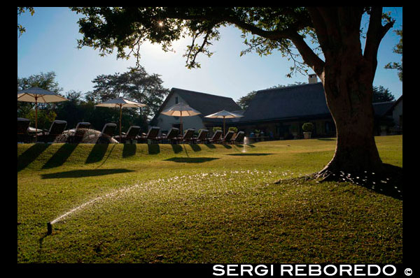 Jardí del Royal Livingstone Hotel. El Royal Livingstone és un luxós hotel de 5 * situat al costat de Zàmbia de les Cascades Victòria . L'hotel s'estén al llarg de les ribes del riu Zambezi , a prop de l'entrada de les cascades Victòria . The Royal Livingstone Hotel està nomenat en honor de l'explorador Dr David Livingstone , i el seu disseny interior reflecteix l'elegància del dia bye anat usant un estil arquitectònic africà . The Royal Livingstone Hotel consta de 17 edificis d'estil colonial , amb àmplies terrasses . L'hotel principal incorpora el saló, un restaurant i un bar . The Royal Livingstone Hotel disposa: 173 espaioses habitacions amb bany privat : 113 amb dos llits , i 54 amb llits extra grans . Cada habitació té la seva terrassa privada . Tres suites ofereixen una sala d'estar i el dormitori , mentre que la suite presidencial ofereix una , opcional dormitori a part . Hi ha dues habitacions amb instal · lacions per a discapacitats . Lacions de l'habitació : Totes les habitacions estan decorades amb elegància . Totes les habitacions tenen grans llits amb llençols blancs , TV per satèl · lit , aire condicionat , mini bar , caixa forta, telèfon , per preparar te i cafè . Els banys són d'estil victorià amb dutxa i banyera.