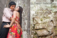 Made a couple of wedding photos on the walls of the important temple Pura Ulan Danu Brat. Central mountains of Bali.