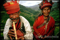 Ifugao tribe in the top of the Viewpoint. Rice Terraces. Banaue. Northern Luzon.