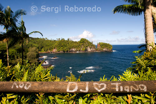 Coastal views from the Panoramic Route Pepe'ekeo. Big Island. The bridges to cross the waterfalls come one after another like convertible cars for hire with those I meet, and who come to wander through these 88 miles of exciting zig-zags. I leave bends and park on a beach full of surfers. Ho'okipa Beach Park is a mecca of surfing in Maui. Frequented by windsurfers, surfers and body-surfers is where the waves and currents are strongest, not surprisingly some athletes crosses commemorate the risk in their lives is always present.