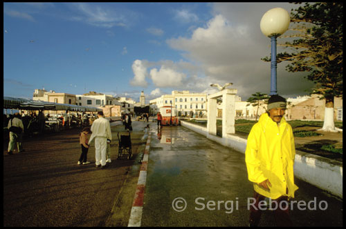 Essaouira. La labor que desempeñan estos pescadores, es un trabajo manual, casi artesanal, en unas condiciones muy complicadas. Porque el Océano Atlántico no recibe precisamente con una sonrisa a quienes en él se adentran a despojarle de sus alegres y sabrosos habitantes. En pequeños cascarones, bajo un sol abrasador y una sal marina que ante la ausencia de cualquier protección siempre se cobra su factura en forma de llagas que curten la piel y también el alma. Verles trabajar es un placer para la vista. No se azuzan entre ellos ni conocen la prisa, pero cada uno tiene su papel que desempeñan con esmero y todos juntos parecen una gran familia donde los pescados de la mar son sus primos hermanos y las gaviotas su animal de compañía. Los bereberes, y sus construcciones. Los bereberes constituyen un 40% de la población de Marruecos. Su lengua es el bereber, una rama de la familia lingüística afroasiática y comprende unos 300 dialectos estrechamente emparentados. Se trata sobretodo de una lengua hablada, ya que rara vez se utiliza para escribir.  He estado más de 15 años sin visitar la región (entre el 89 y el 06), y me sorprendió observar que, mientras Tafaoute permanecía esencialmente igual y apenas había crecido (cosa rara en Marruecos), innumerables mansiones de hormigón, absolutamente impersonales, habían proliferado como setas en los pueblos del valle, condenando así al deterioro inevitable y cercana desaparición, de las viviendas tradicionales, majestuosas estructuras de tapial, de aspecto imponente que trepan por las laderas rocosas del Jbel Leskt (foto inferior), así como a la regresión de las tierras cultivables.- Hay que decir que estamos en una región próspera, no sólo por los cultivos de olivos y almendros y por la fama y tradición comercial de la tribu de los Ameln, sin también, y principalmente por las divisas que los emigrantes envían a sus familias.