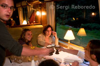 Several customers provided inside the train Hiram Bingham Orient Express runs between Cuzco and Machu Picchu.