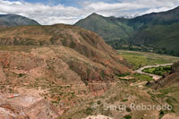 Overview of the Sacred Valley near Cuzco from the salt mines of Maras.