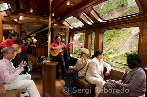 The Hiram Bingham departs from Poroy Station (20 minutes outside Cusco) at 9am which gives a more leisurely start to the day than the traditional 6am departures of other train services to Machu Picchu.  Brunch is served on board the train whilst passengers watch the spectacular scenery unfolding before them.  From the agricultural plains of the Sacred Valley, to the crashing waters of the Urubamba river, and as you get closer to Machu Picchu the soaring mountains, the scenery is constantly changing, and the Hiram Bingham travels at a speed where this can be appreciated.   